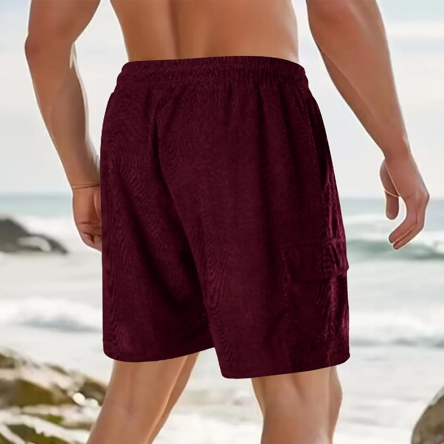 generic Men's Shorts Casual Summer Vacation Shorts Men Lounge Shorts Summer Spring Corduroy Shorts Relaxed Fit Elastic Waist