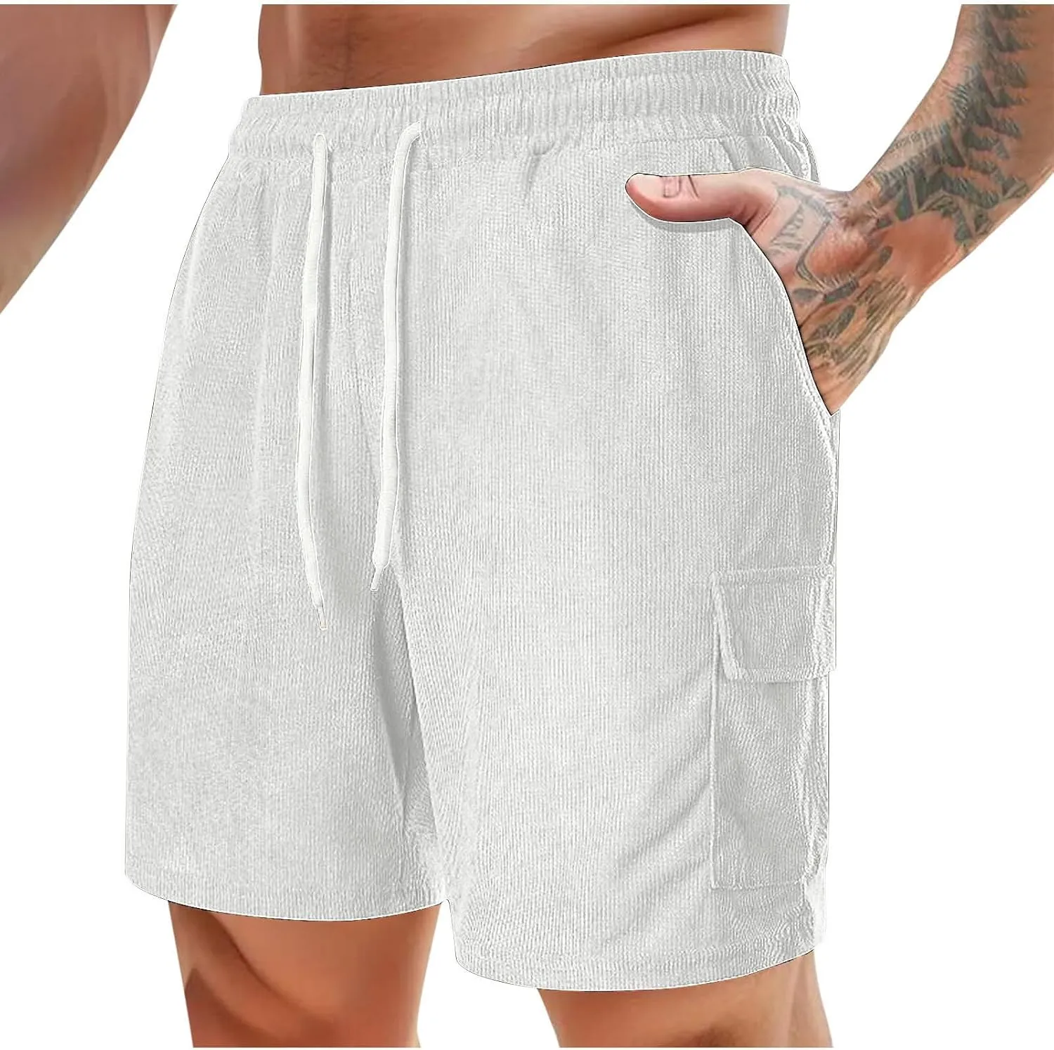 generic Men's Shorts Casual Summer Vacation Shorts Men Lounge Shorts Summer Spring Corduroy Shorts Relaxed Fit Elastic Waist