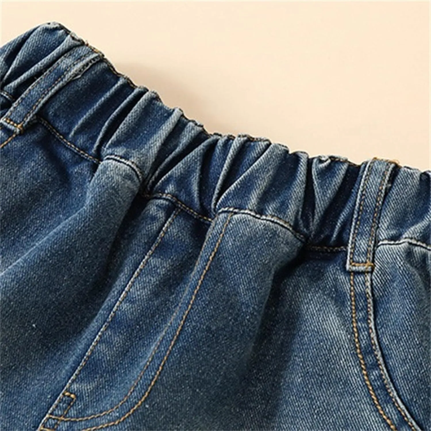 Girls Loose Jeans Kids High Elastic Waist Fit Baggy Casual Denim Pants Toddler Wide Leg Work Jeans with