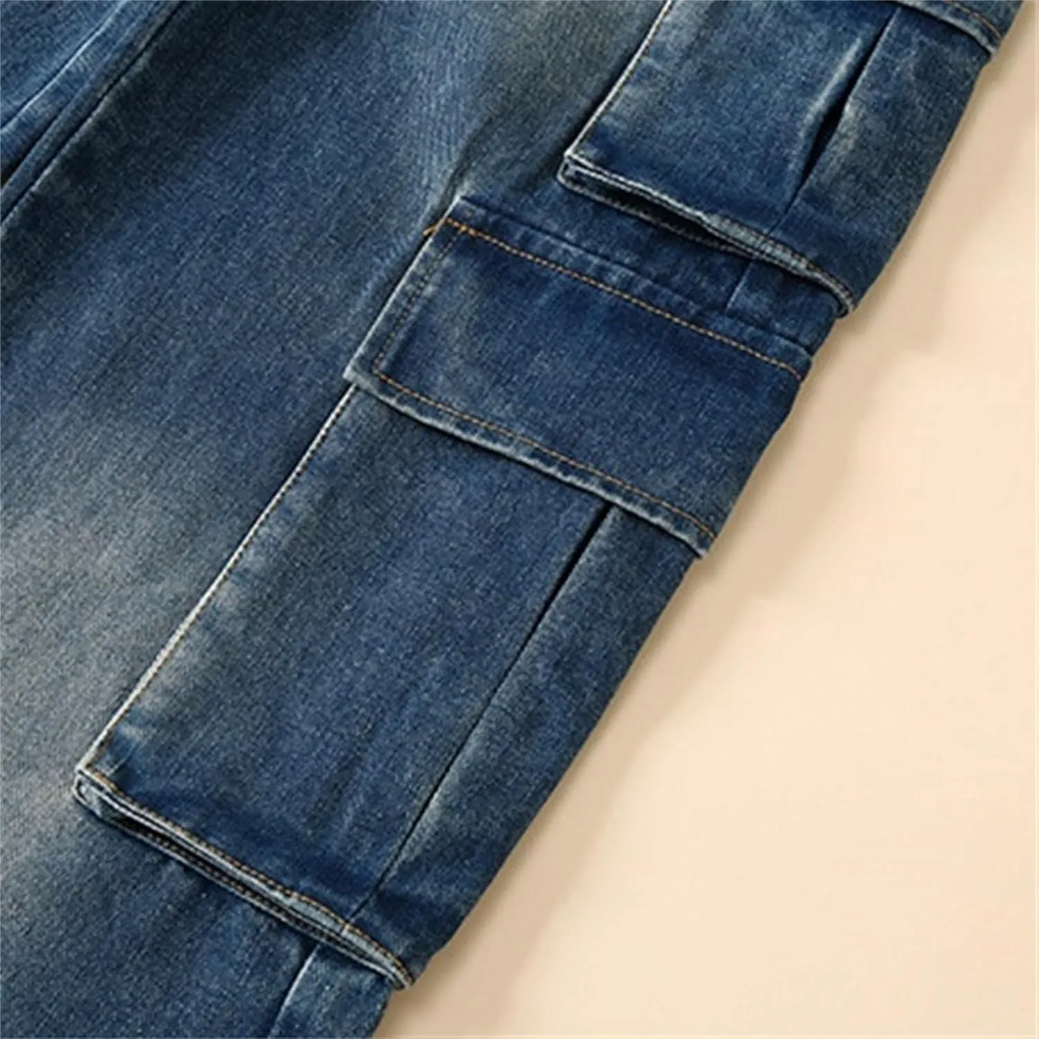 Girls Loose Jeans Kids High Elastic Waist Fit Baggy Casual Denim Pants Toddler Wide Leg Work Jeans with