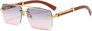 Gleyemor Mens Sunglasses Fashion Rimless Rectangle Sunglasses Square Frameless Sunglasses for Men