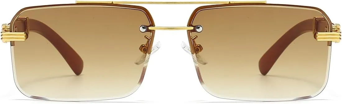 Gleyemor Mens Sunglasses Fashion Rimless Rectangle Sunglasses Square Frameless Sunglasses for Men