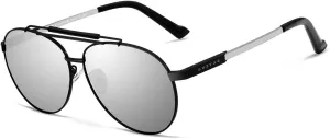 GUZTAG Classic Aviator Sunglasses for Men Polarized Sunglasses 100% UV Protection Aluminum Frame (black silver)