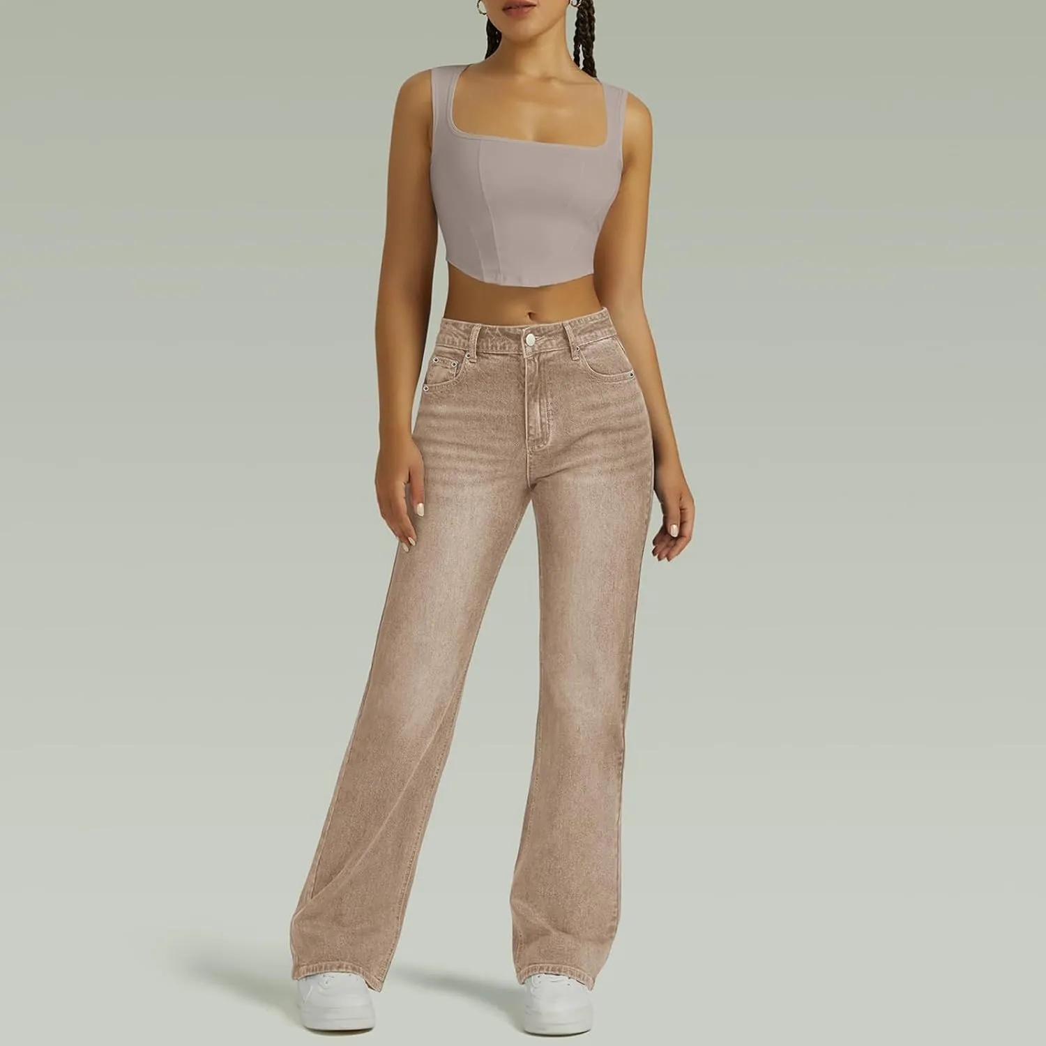 High Waisted Jeans for Women Straight Leg Denim Pants Wide Leg Jeans High Rise Baggy Pants with Pocket Streetwear