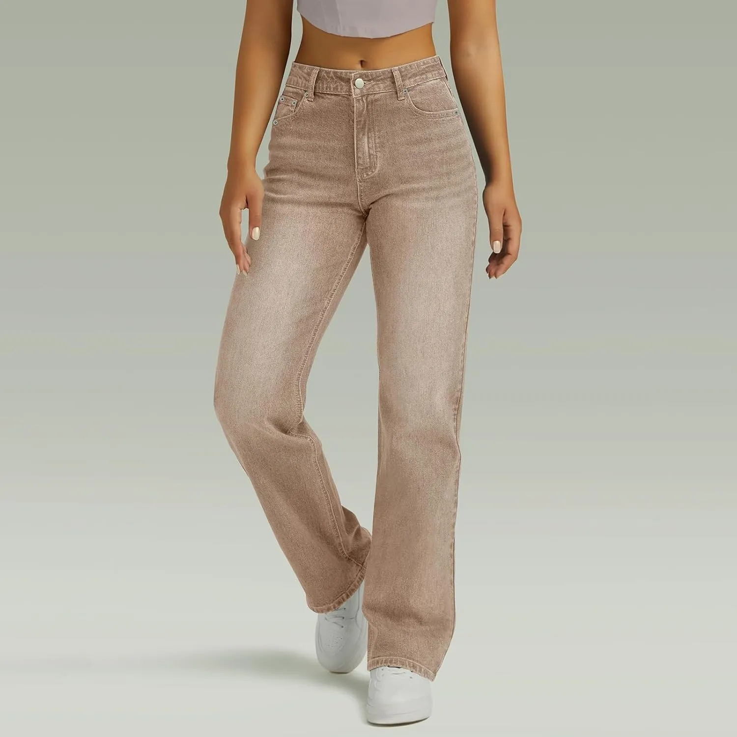 High Waisted Jeans for Women Straight Leg Denim Pants Wide Leg Jeans High Rise Baggy Pants with Pocket Streetwear