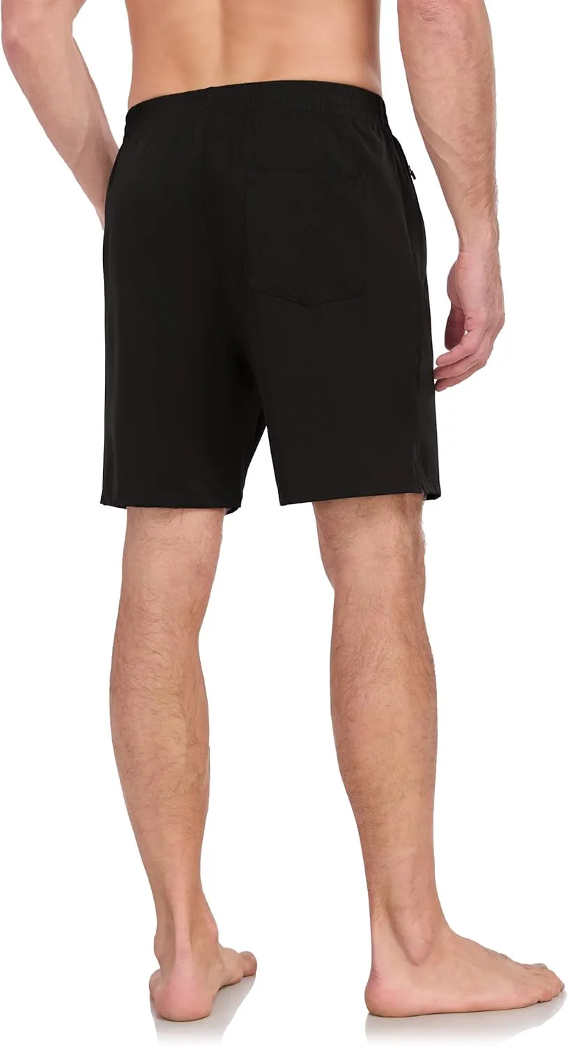 HISKYWIN Men's Athletic Running Shorts Lightweight Quick Dry Workout Jogging Shorts with Zip Pockets Active Gym Sports Hiking