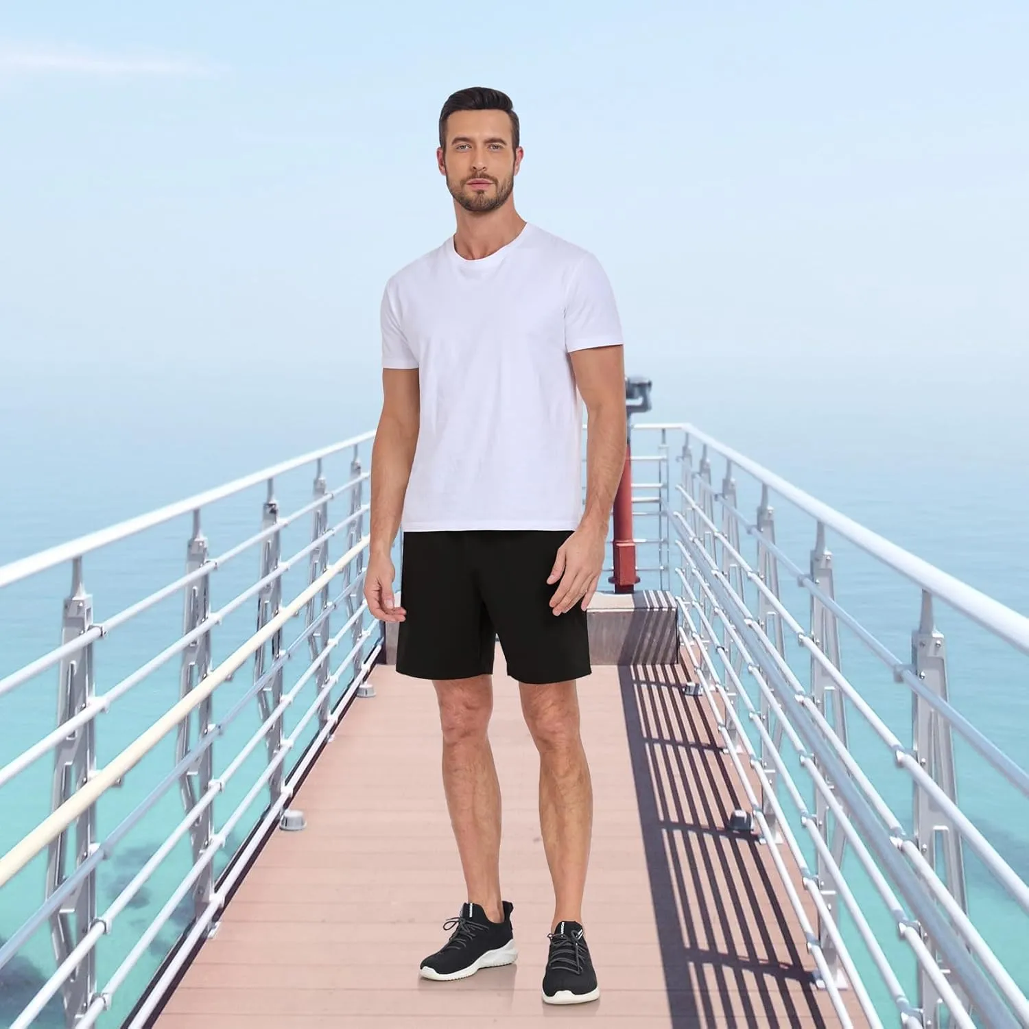 HISKYWIN Men's Athletic Running Shorts Lightweight Quick Dry Workout Jogging Shorts with Zip Pockets Active Gym Sports Hiking