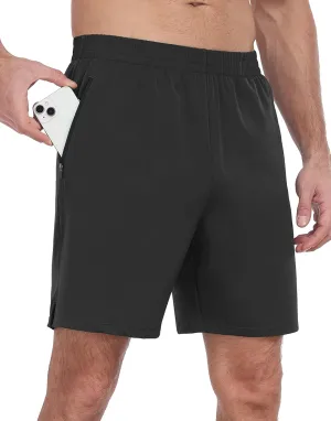 HISKYWIN Men's Athletic Running Shorts Lightweight Quick Dry Workout Jogging Shorts with Zip Pockets Active Gym Sports Hiking