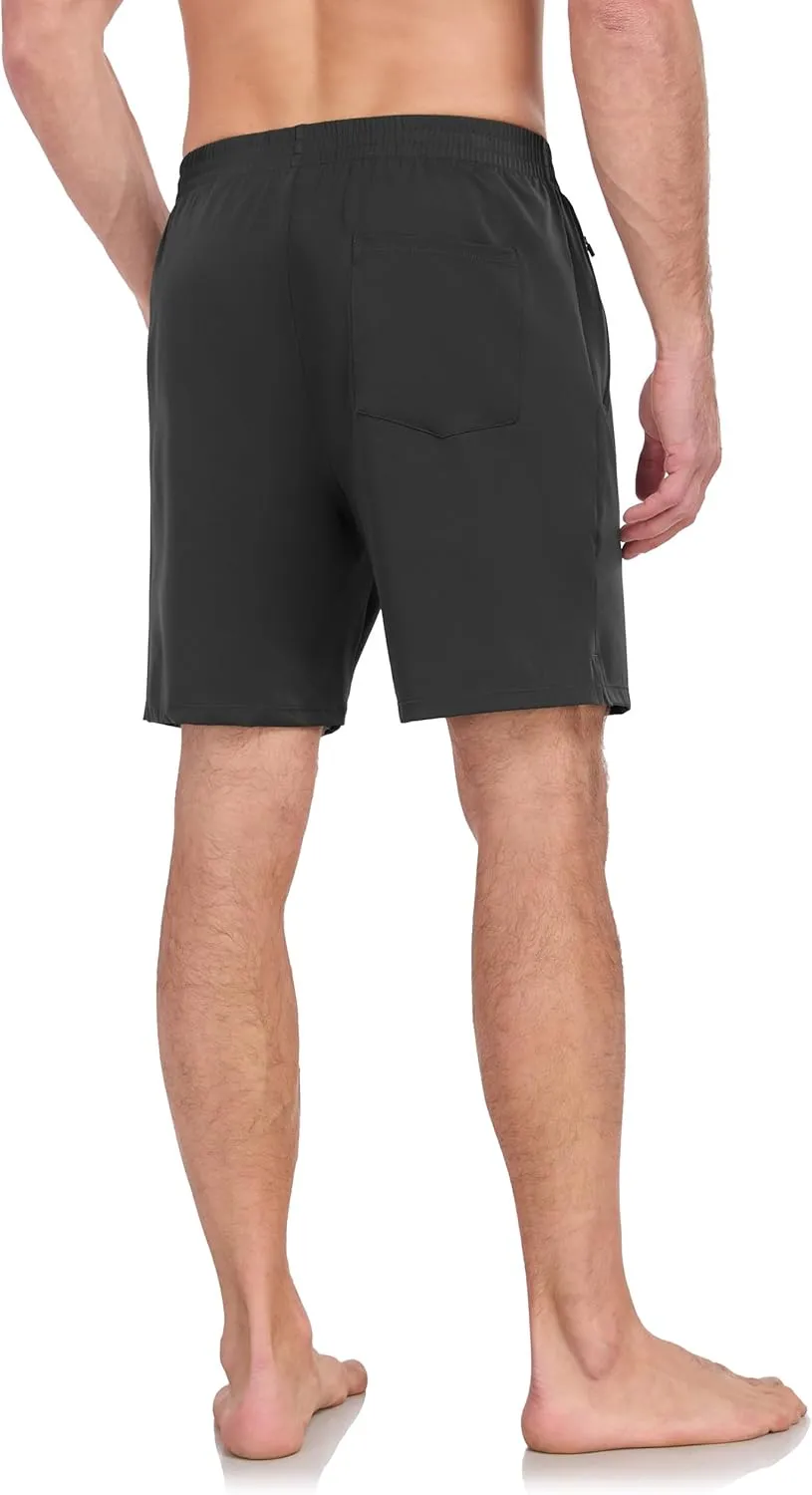 HISKYWIN Men's Athletic Running Shorts Lightweight Quick Dry Workout Jogging Shorts with Zip Pockets Active Gym Sports Hiking
