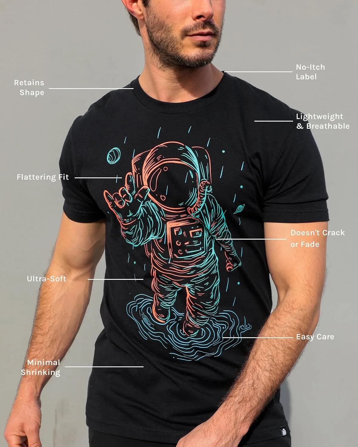 INTO THE AM Graphic Tees for Men S - 4XL Premium Short Sleeve Colorful T-Shirts Trippy Space Designs