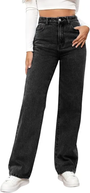 Jeans for Women Retro High Waisted Straight Leg Jeans Loose Wide Leg Baggy Jean Casual Tummy Control Trendy Denim Pants