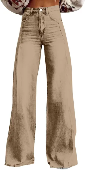 Jeans Women Cargo, Flare Jeans Petite Baggy High Waisted 2025 Trendy Wide Leg Summer Trousers Stretchy