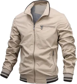 JEShifangjiusu Mens Washed Cotton Hooded Military Jacket Lightweight Flight Bomber Jacket Casual Military Trucker Windbreaker