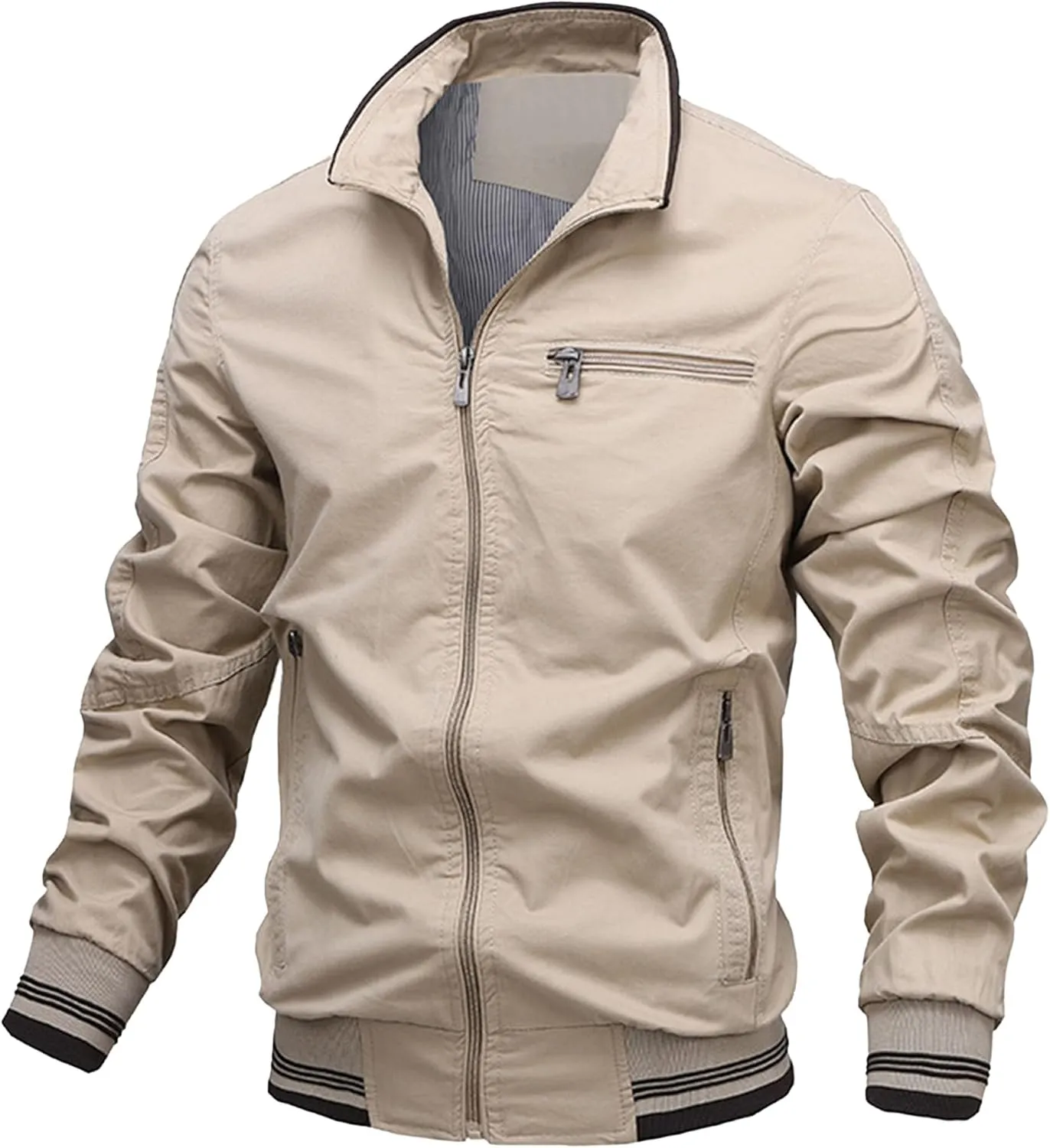 JEShifangjiusu Mens Washed Cotton Hooded Military Jacket Lightweight Flight Bomber Jacket Casual Military Trucker Windbreaker