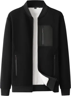 JEsilunmaMY Men's Polar Fleece Sport Baseball Jacket Full Zip Sherpa Lined Fall Winter Windbreaker Warm Thicken Bomber Coat