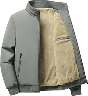 JEsilunmaMY Men's Sherpa Lined Parka Winter Coats Long Sleeve Full-Zip Fleece Jacket Faux Fur Plush Warm Bomber Jacket