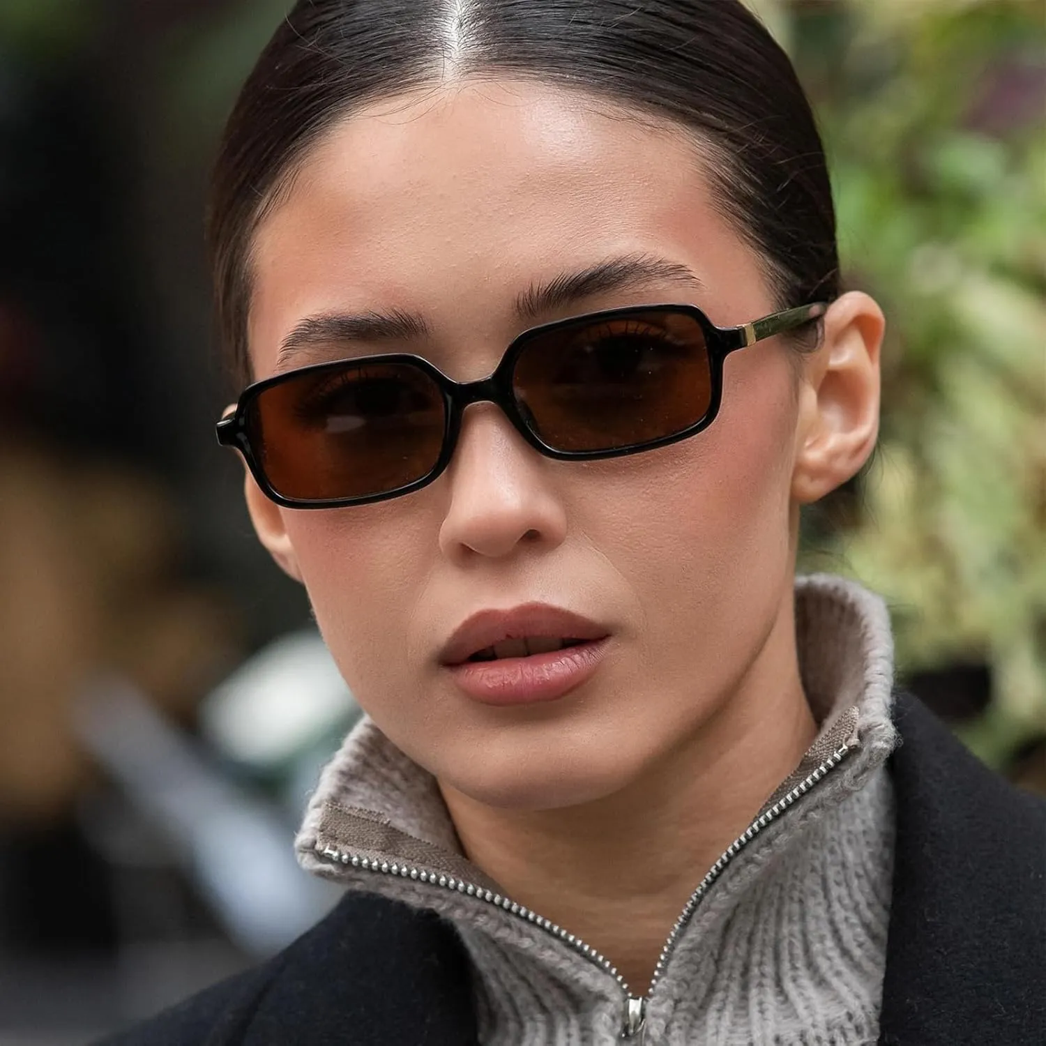 JUDOO Retro Rectangle Sunglasses for Women Men Narrow Vintage 90s Square Sunnies Rectangular Sunglasses Slim Cute Glasses