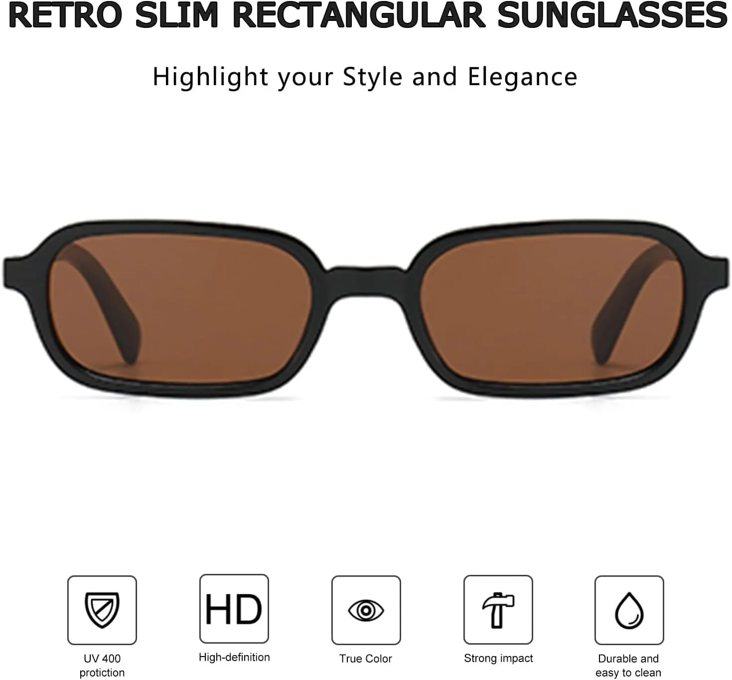 JUDOO Retro Rectangle Sunglasses for Women Men Narrow Vintage 90s Square Sunnies Rectangular Sunglasses Slim Cute Glasses