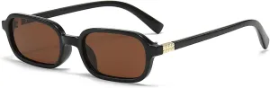 JUDOO Retro Rectangle Sunglasses for Women Men Narrow Vintage 90s Square Sunnies Rectangular Sunglasses Slim Cute Glasses