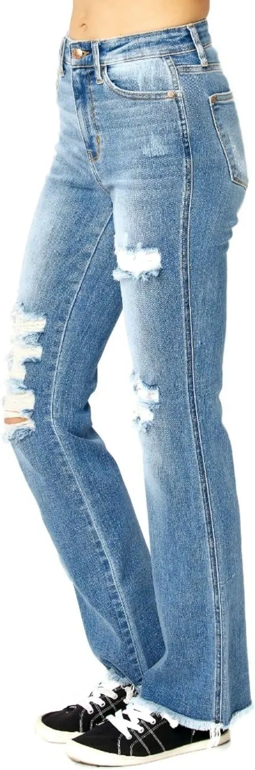 Judy Blue Women's High Waist Distressed Boot Cut Jeans