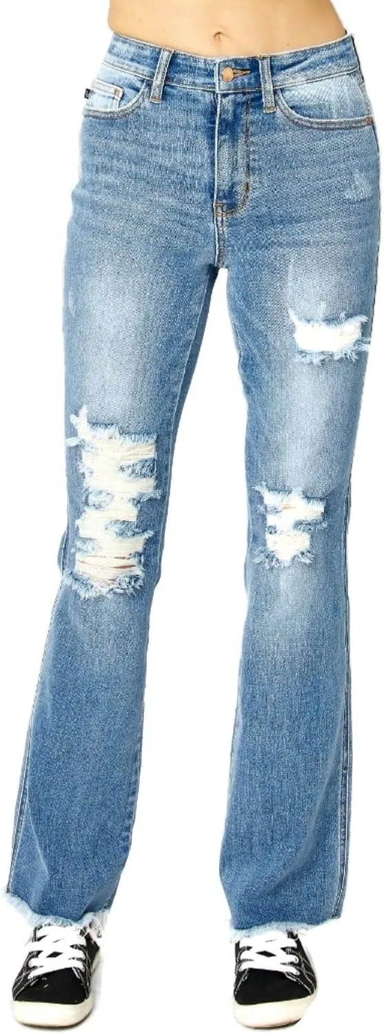 Judy Blue Women's High Waist Distressed Boot Cut Jeans
