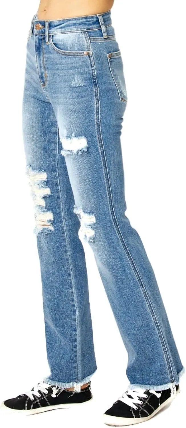 Judy Blue Women's High Waist Distressed Boot Cut Jeans