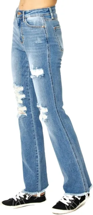 Judy Blue Women's High Waist Distressed Boot Cut Jeans