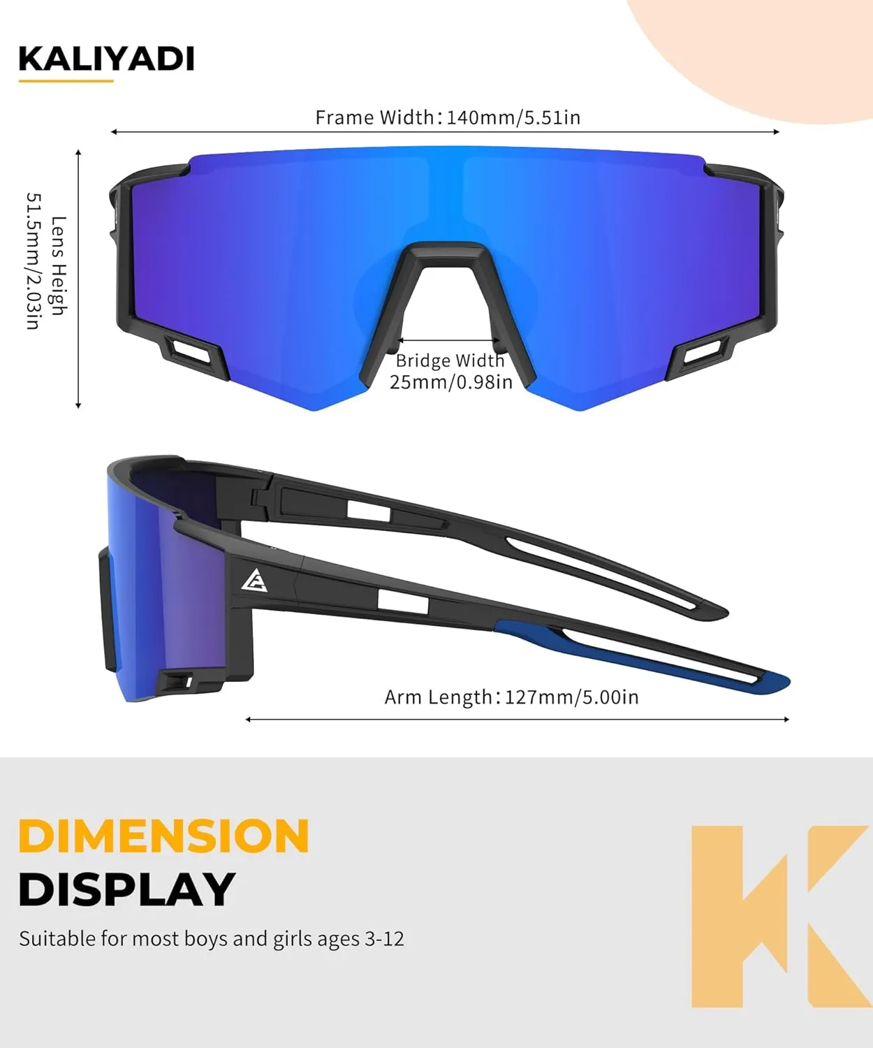 KALIYADI Sports Sunglasses-for-Kids Polarized Kids-Sunglasses: Boys and Girls Sun Glasses with UV400 for Running Cycling