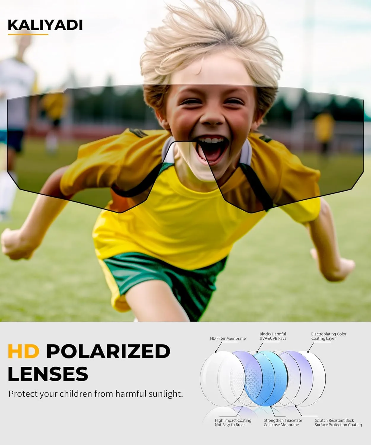 KALIYADI Sports Sunglasses-for-Kids Polarized Kids-Sunglasses: Boys and Girls Sun Glasses with UV400 for Running Cycling