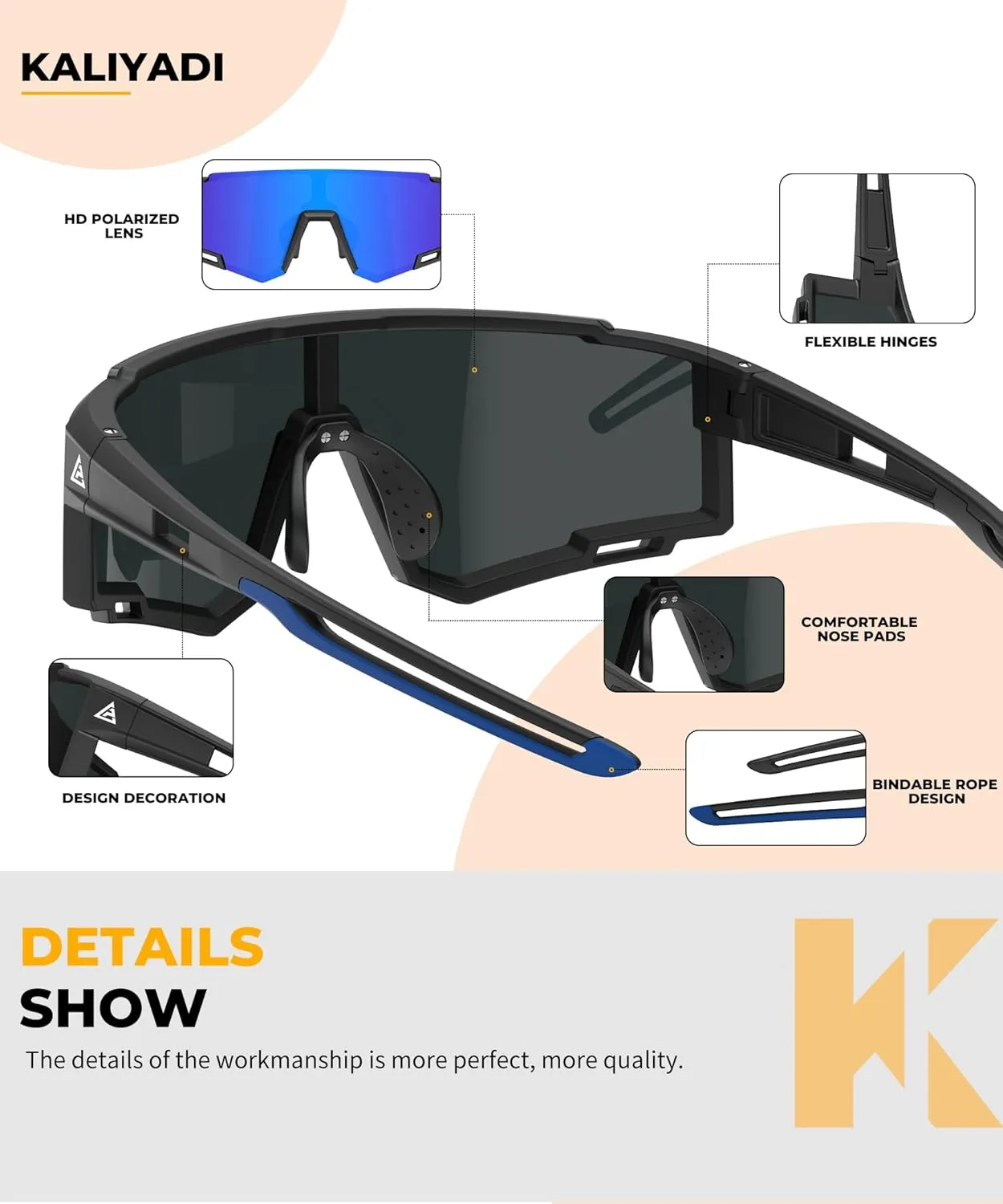 KALIYADI Sports Sunglasses-for-Kids Polarized Kids-Sunglasses: Boys and Girls Sun Glasses with UV400 for Running Cycling