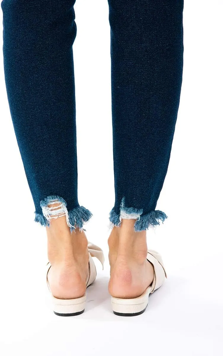 Kan Can Women's Super High Rise Distressed Ankle Skinny Jeans