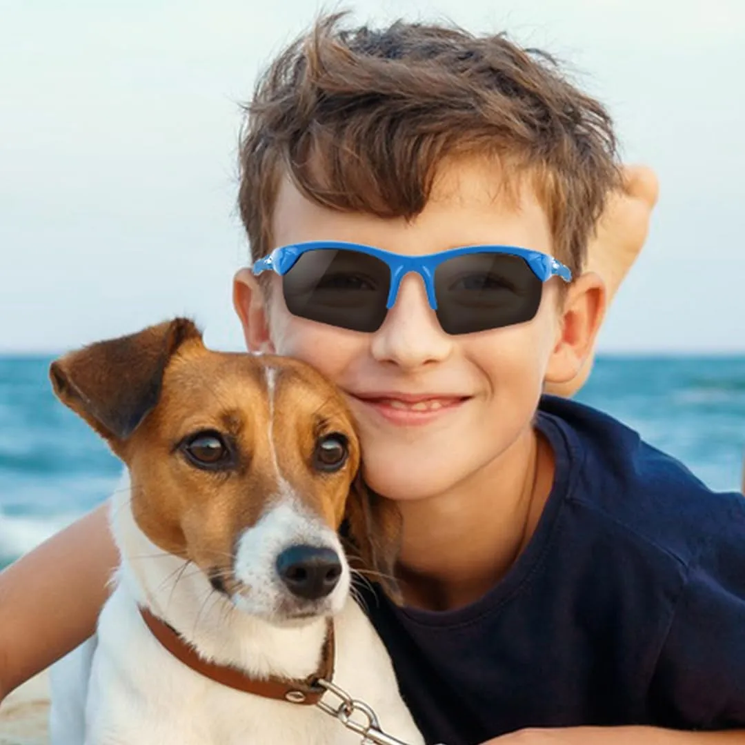 KENBO Kids Sunglasses for Boys Girls Wrap Around Sports Sunglasses with UV Protection Age 3-8
