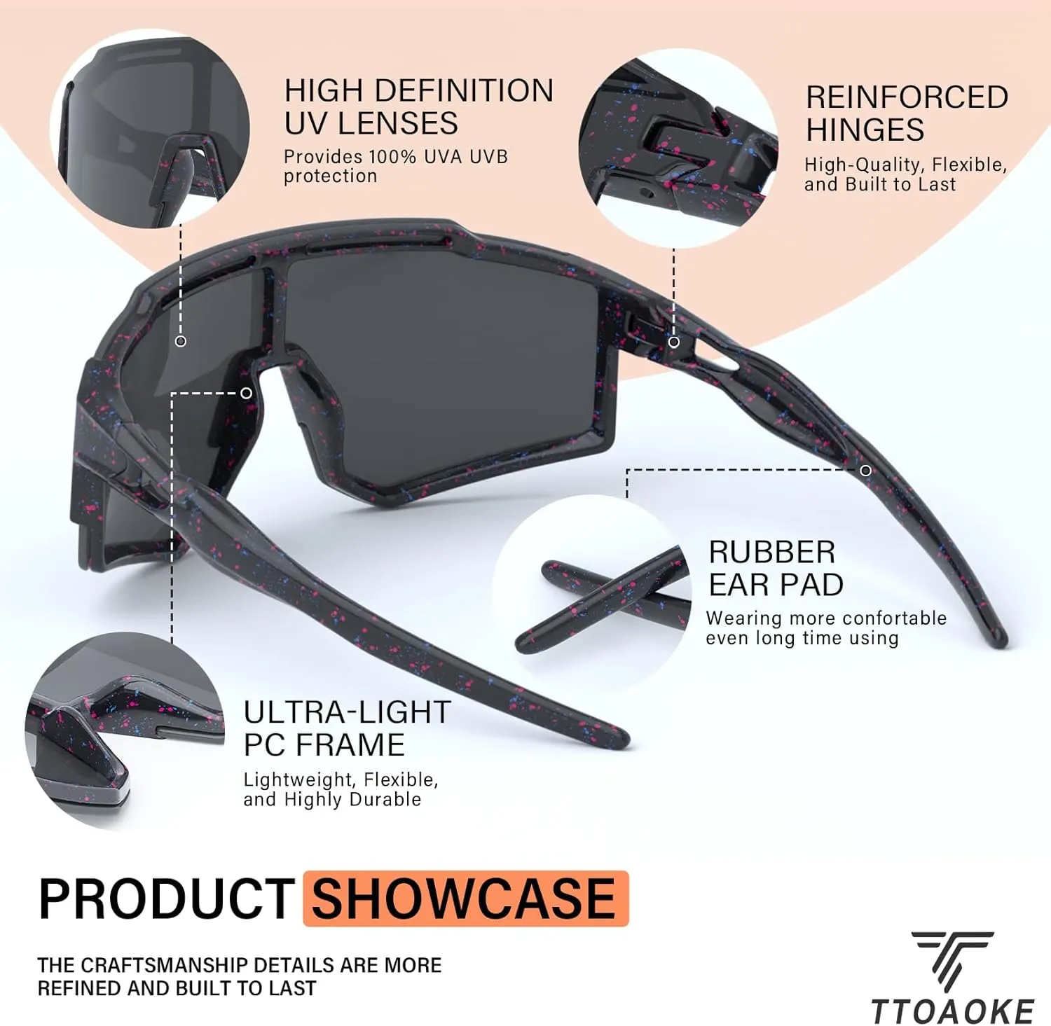 Kids Sunglasses,Youth Baseball Glasses for Boys Girls Age 6-14,Sports UV Protection Goggles for Softball Cycling