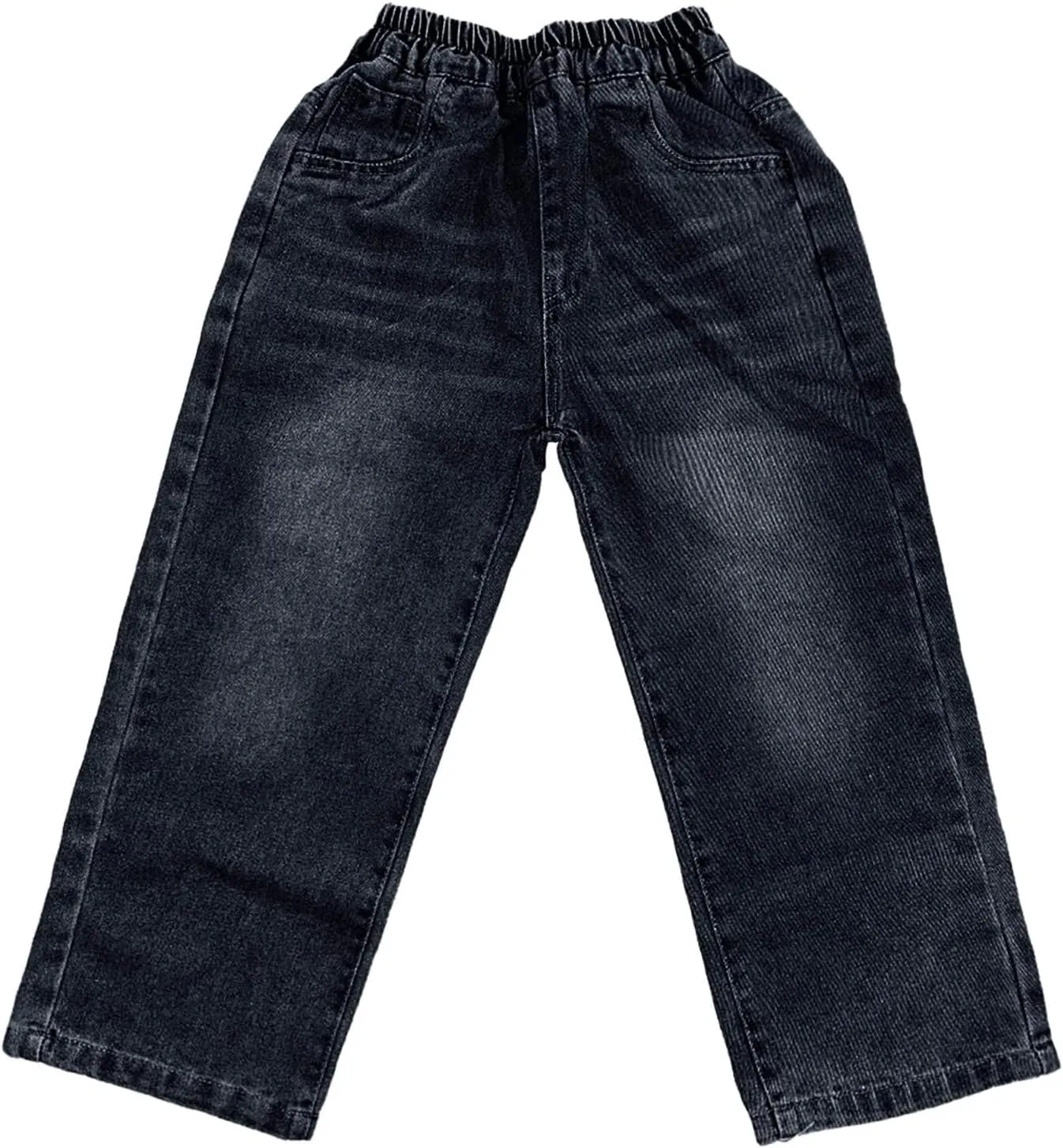 Kids Teen Boys Baggy Jeans Casual Straight Wide Leg Jeans Y2K Loose Elastic Waist Denim Pants Trousers with Pockets