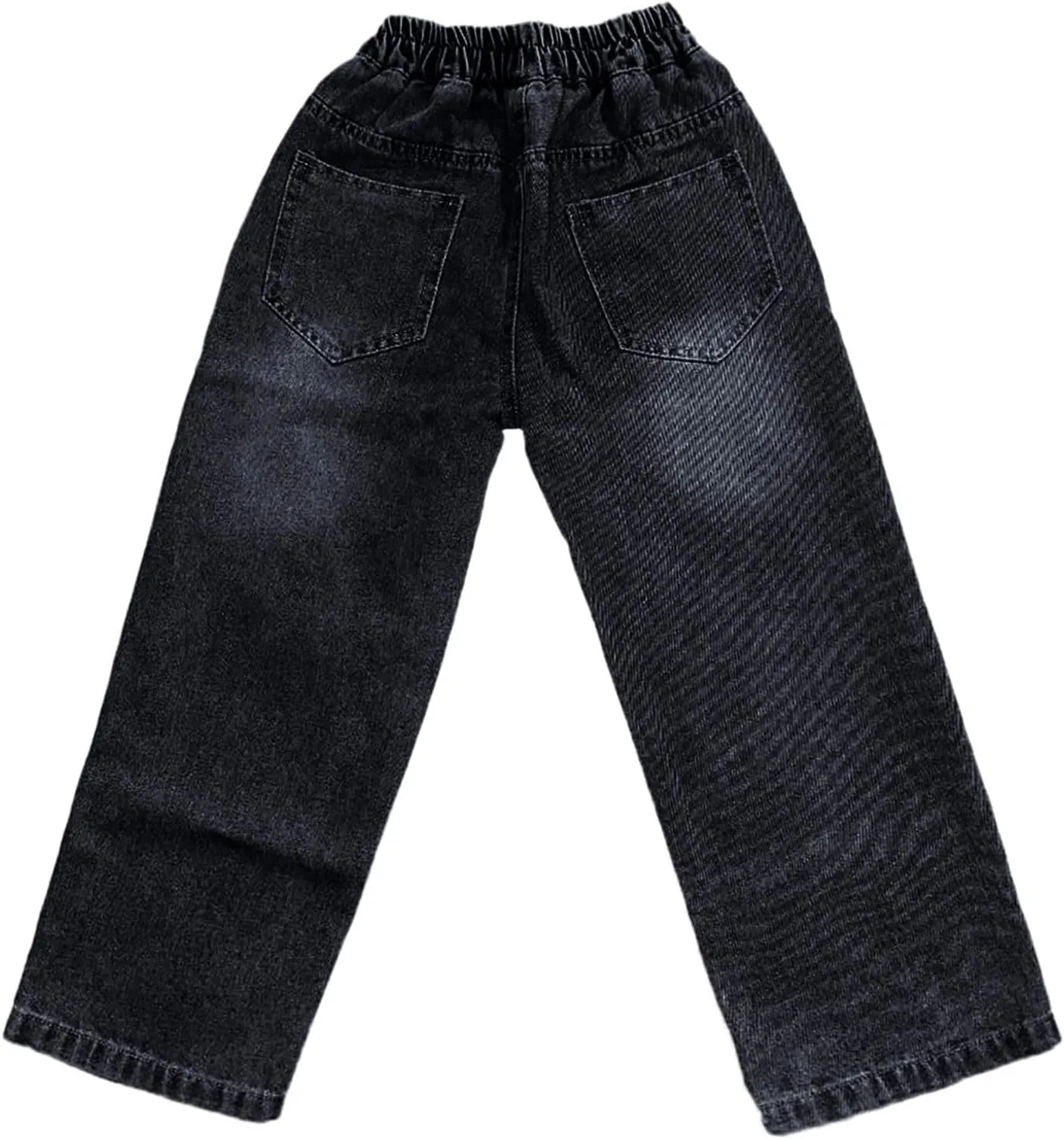 Kids Teen Boys Baggy Jeans Casual Straight Wide Leg Jeans Y2K Loose Elastic Waist Denim Pants Trousers with Pockets