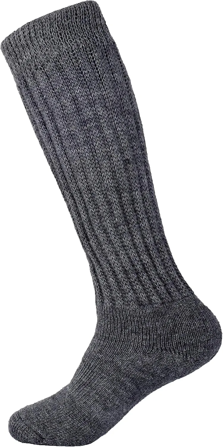 Knee-High Alpaca Socks – Warm, Stretchy Over-the-Calf Socks for Big Calves | Soft, Roomy Fit for Men & Women, All-Day Comfort (X-Large, Gray, Men 11-14)
