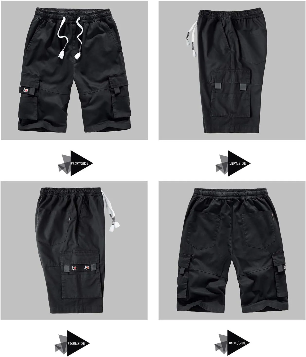 Kolongvangie Men's Cargo Shorts Casual Drawstring Pull On Cotton Summer Big & Tall Relaxed Fit Work Shorts