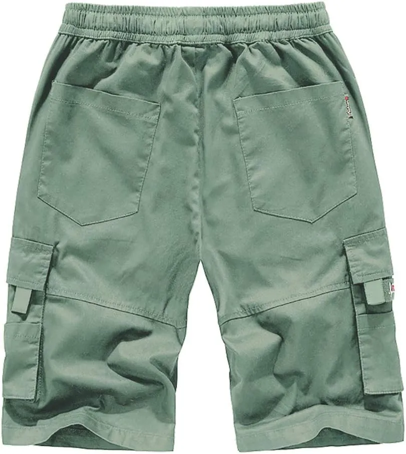 Kolongvangie Men's Cargo Shorts Casual Drawstring Pull On Cotton Summer Big & Tall Relaxed Fit Work Shorts