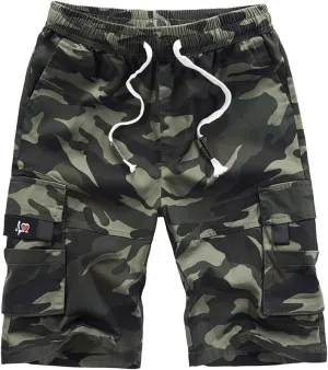 Kolongvangie Men's Cargo Shorts Casual Drawstring Pull On Cotton Summer Big & Tall Relaxed Fit Work Shorts