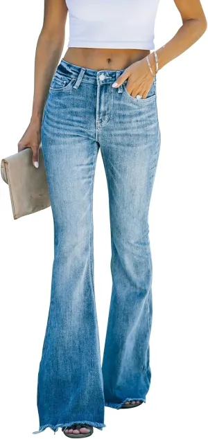 KUNMI Women's Flare Bell Bottom Jeans High Waisted Wide Leg Bootcut Jeans Stretchy Denim Pants
