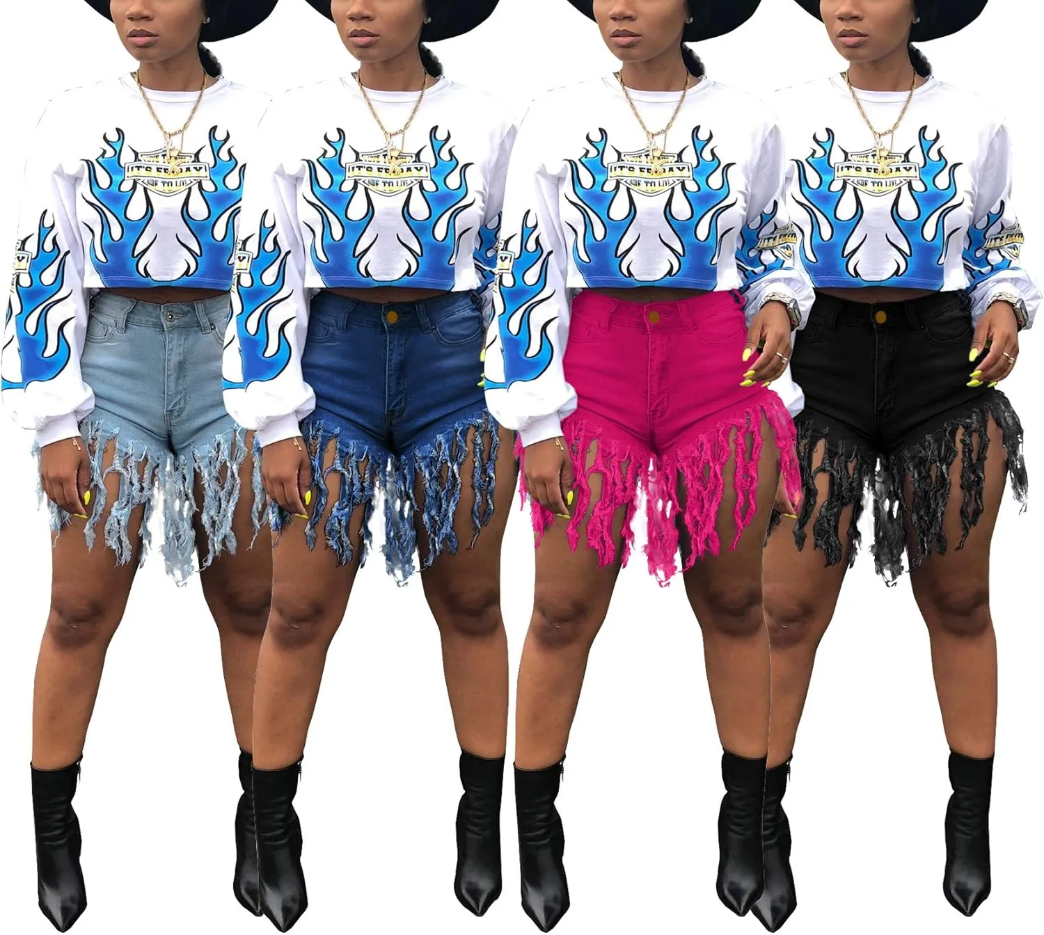 LaiyiVic Women's Denim Shorts High Waisted Frayed Raw Hem Ripped Short Jeans