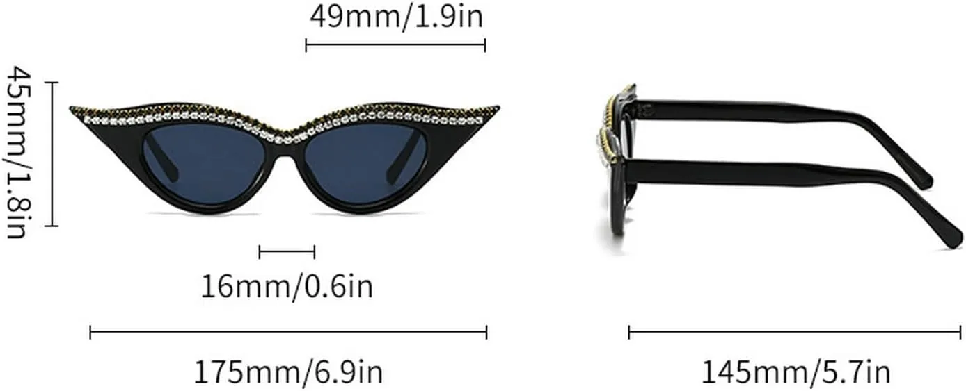 laureles Vintage Rhinestones Cat Eye Sunglasses Women Men Bling Small Frame Ladies Gradient Sun Glasses Female