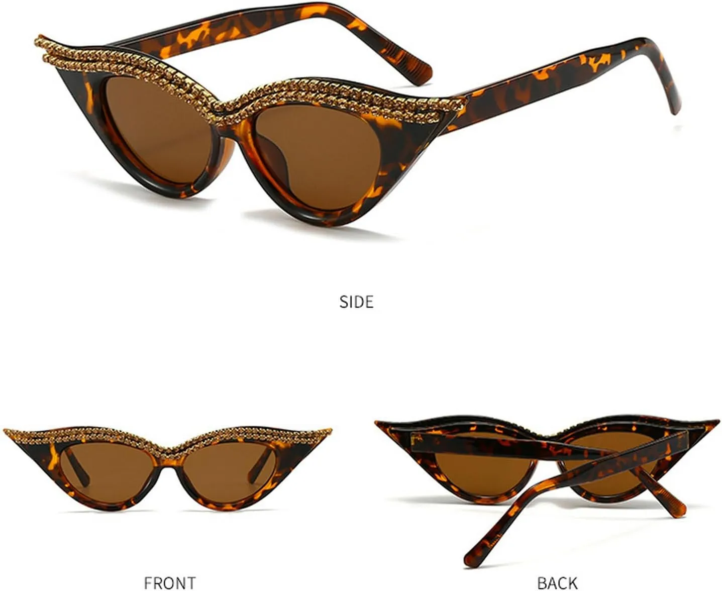 laureles Vintage Rhinestones Cat Eye Sunglasses Women Men Bling Small Frame Ladies Gradient Sun Glasses Female