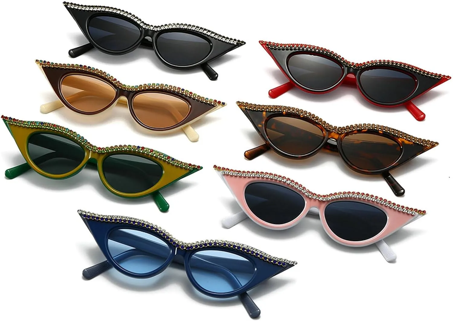 laureles Vintage Rhinestones Cat Eye Sunglasses Women Men Bling Small Frame Ladies Gradient Sun Glasses Female
