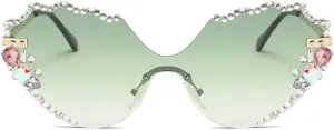 laureles Vintage Rimless Rhinestone Sunglasses Women Bling Fashion Cat Eye Sun Glasses Men Shades for Female