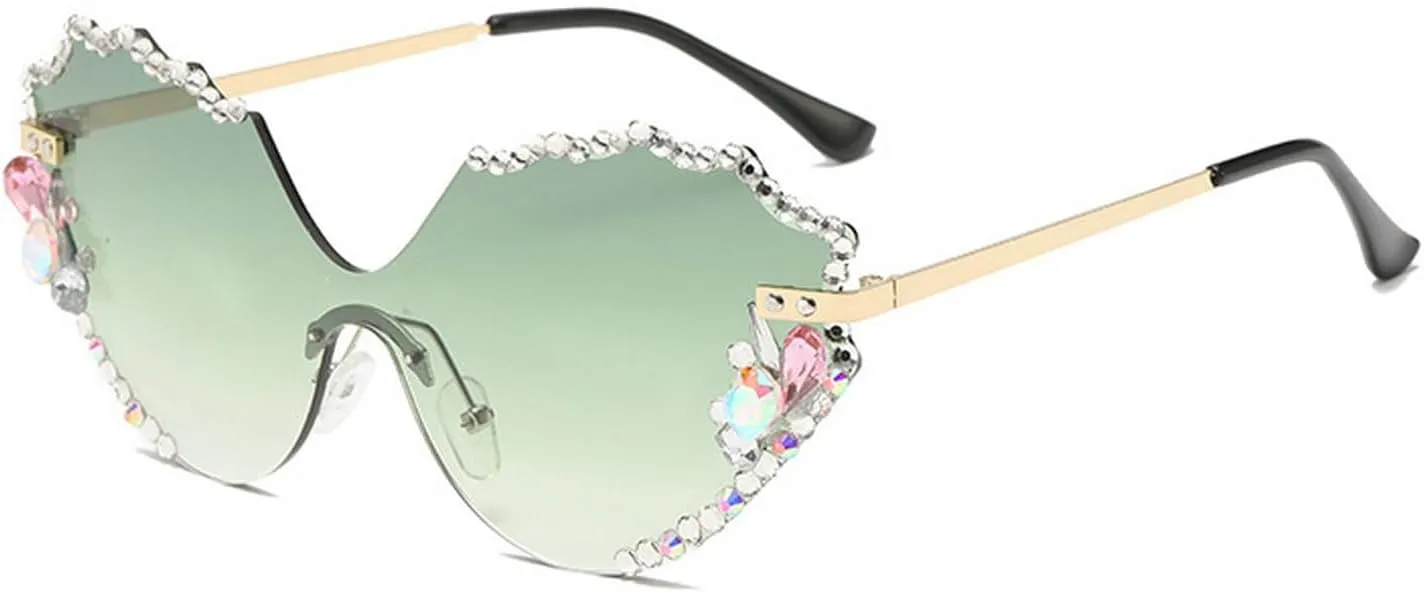 laureles Vintage Rimless Rhinestone Sunglasses Women Bling Fashion Cat Eye Sun Glasses Men Shades for Female