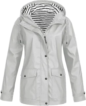 LCMTWX Windbreaker Long Rain Jacket Hooded Solid Women Coat Rain Raincoat Women's Coat Outdoor Raincoat Rain Jacket Womens