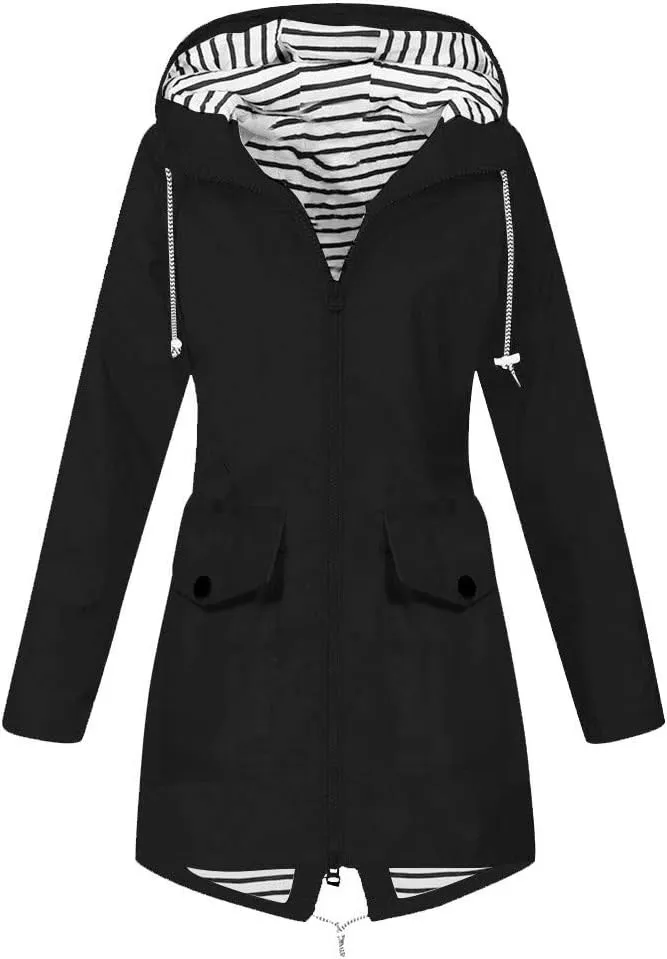 LCMTWX Windbreaker Long Rain Jacket Jacket Windproof Outdoor Coat Plus Women's Coat Fashion 2023 Long Sleeve Rain Jacket