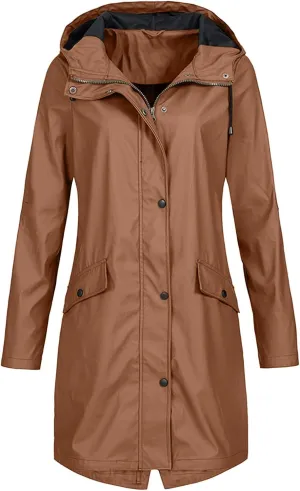 LCMTWX Women Oversized Fleece Lined Raincoat Solid Women Coat Rain Raincoat Women's Coat Outdoor Warm Rain Jacket Rain