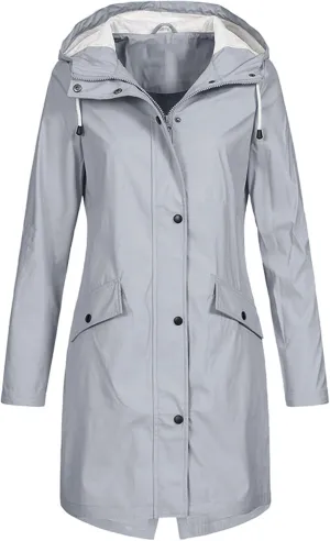 LCMTWX Women Oversized Fleece Lined Raincoat Solid Women Coat Rain Raincoat Women's Coat Outdoor Warm Rain Jacket Rain